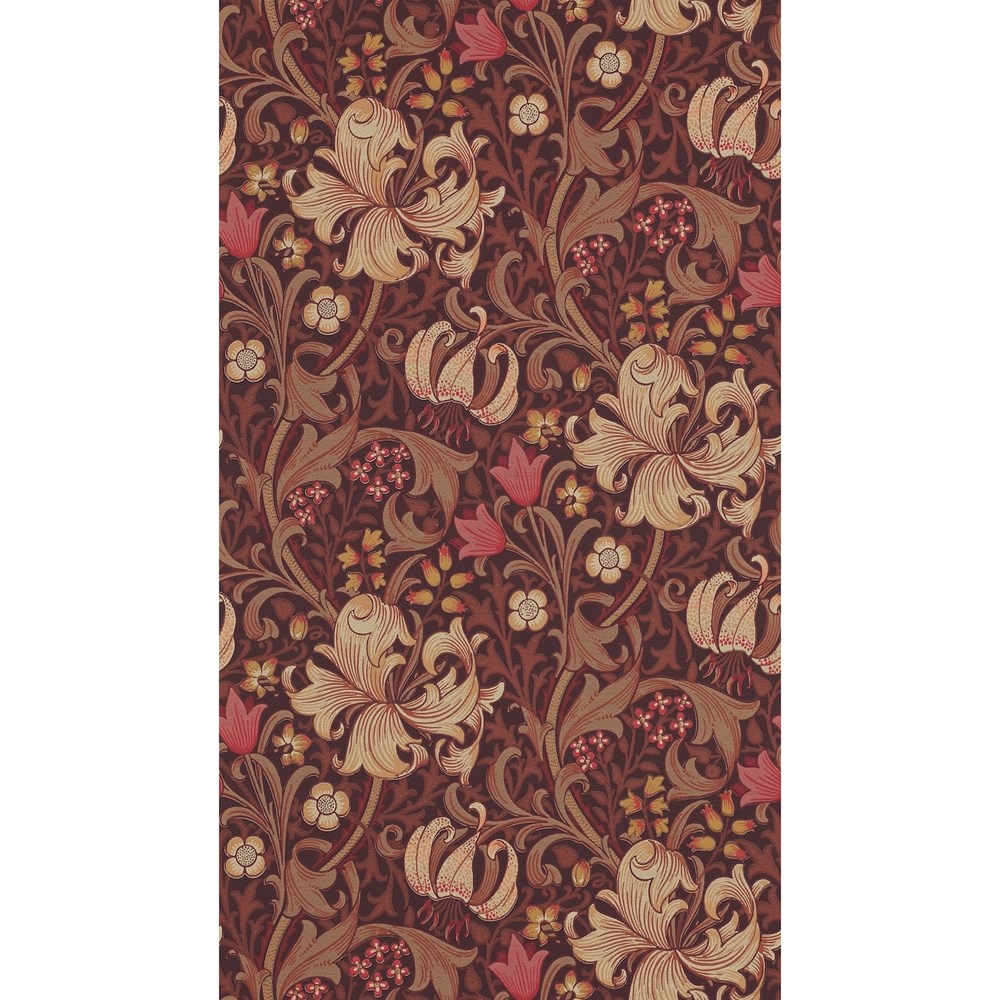 Golden Lily Wallpaper 210402 by Morris & Co in Fig Burnt Orange